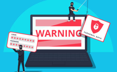 hacking phishing attack flat vector illustration of young hacker sitting on the laptop to hack protection system