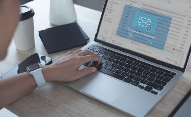 woman using email security